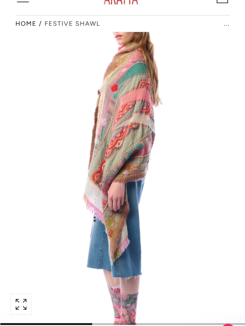 AKABA Multicolor Festive Shawl Wrap - Floral Pattern - Picture 5 of 7